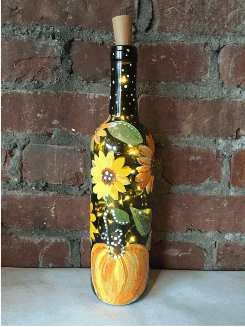 Fall Wine Bottle With Lights